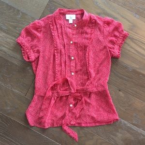 Ann Taylor Loft Sheer Short Sleeved Blouse